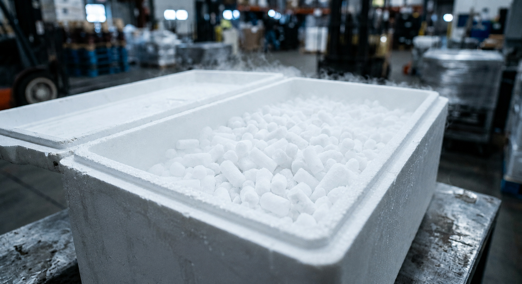 Hielo seco en pellets para cadena de frío y logística